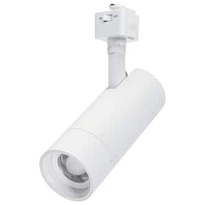 Matte White 15-Watt CCT Selectable Integrated LED Linear Track Round Back Head