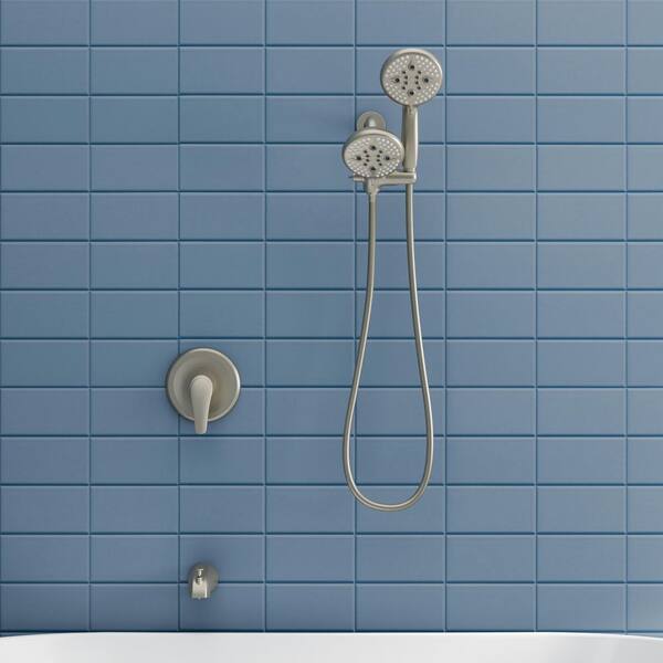 Single Handle 1-Spray Tub and Shower Faucet 2.5 GPM in Brushed Nickel Valve Included