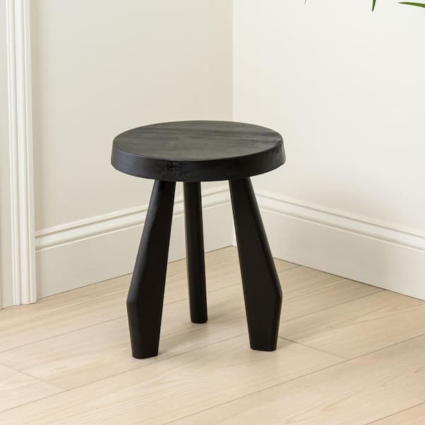 JONATHAN Y Terra 15 in. Rustic Coastal Acacia Wood Tripod Round