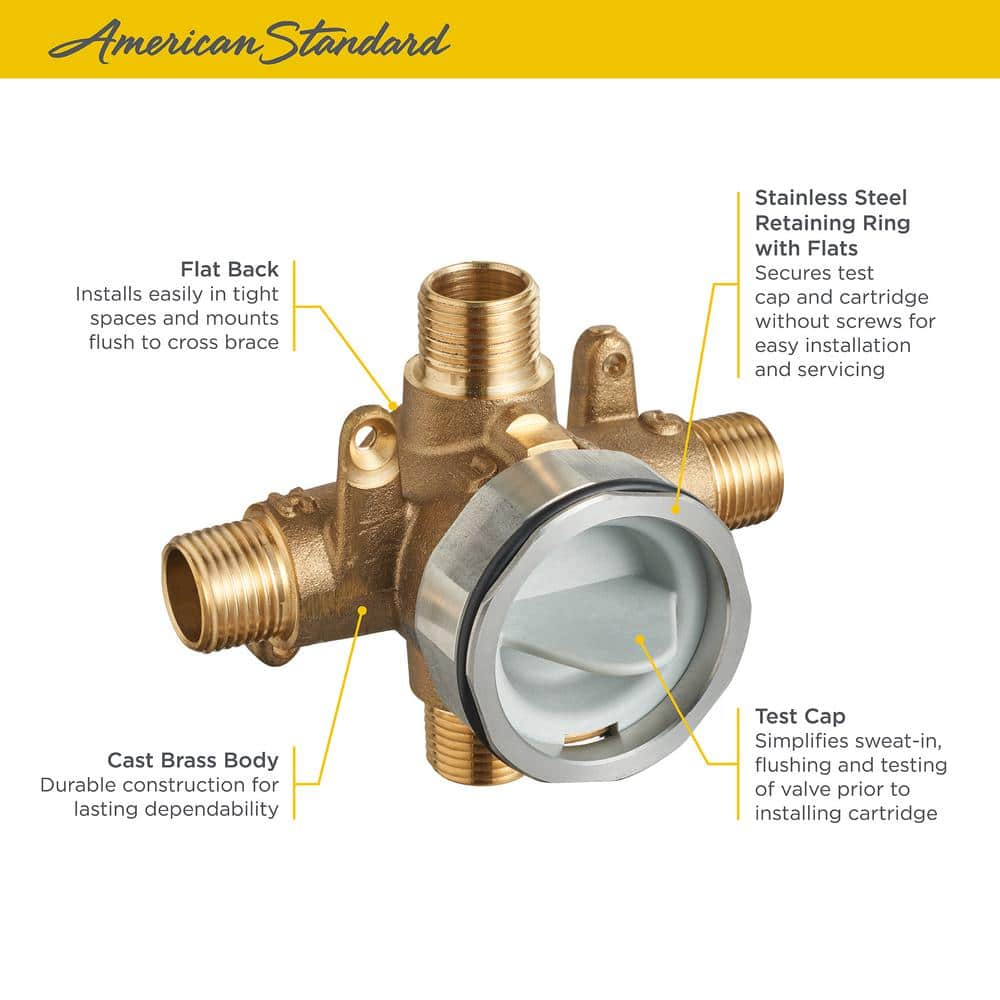 American Standard Brass Shower Rough-In Valve with Universal Inlets/Outlets