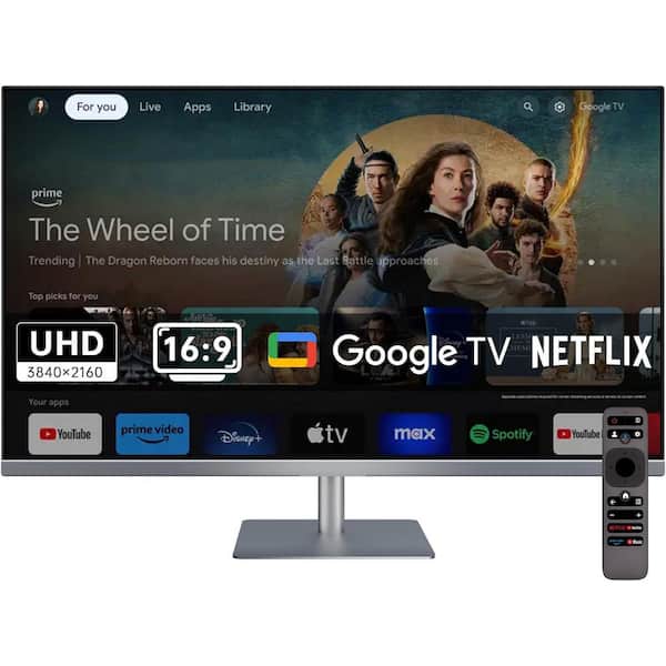 32 in. 4K UHD Smart Monitor with Speakers Google System Netflix Licensed HDR Bluetooth VESA 65W PD Type-C