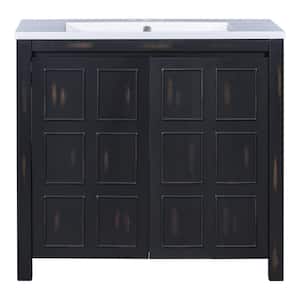 36 in. W x 18 in. D x 34 in. H Bath Vanity Cabinet without Top in Espresso, Bathroom Vanity Organizer with Sink