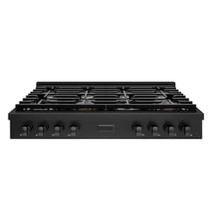 Paramount 48 in. 8-Burner Porcelain Cooktop in Black Stainless Steel