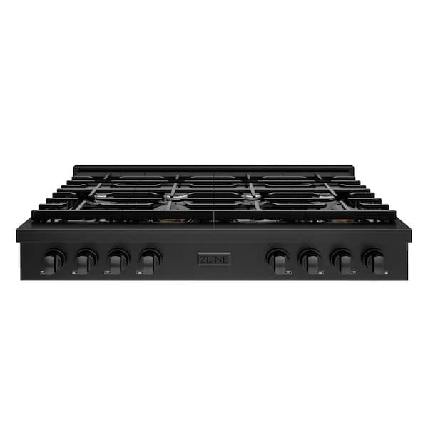 ZLINE Kitchen and Bath Paramount 48 in. 8-Burner Porcelain Cooktop in Black Stainless Steel
