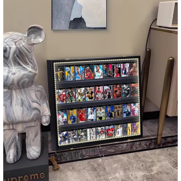 tabletop baseball card display case & Clear Holder clear acrylic framed door to make sure that your collectibles are safe and can withstand deterioration 1 Baseball with 3 Cards