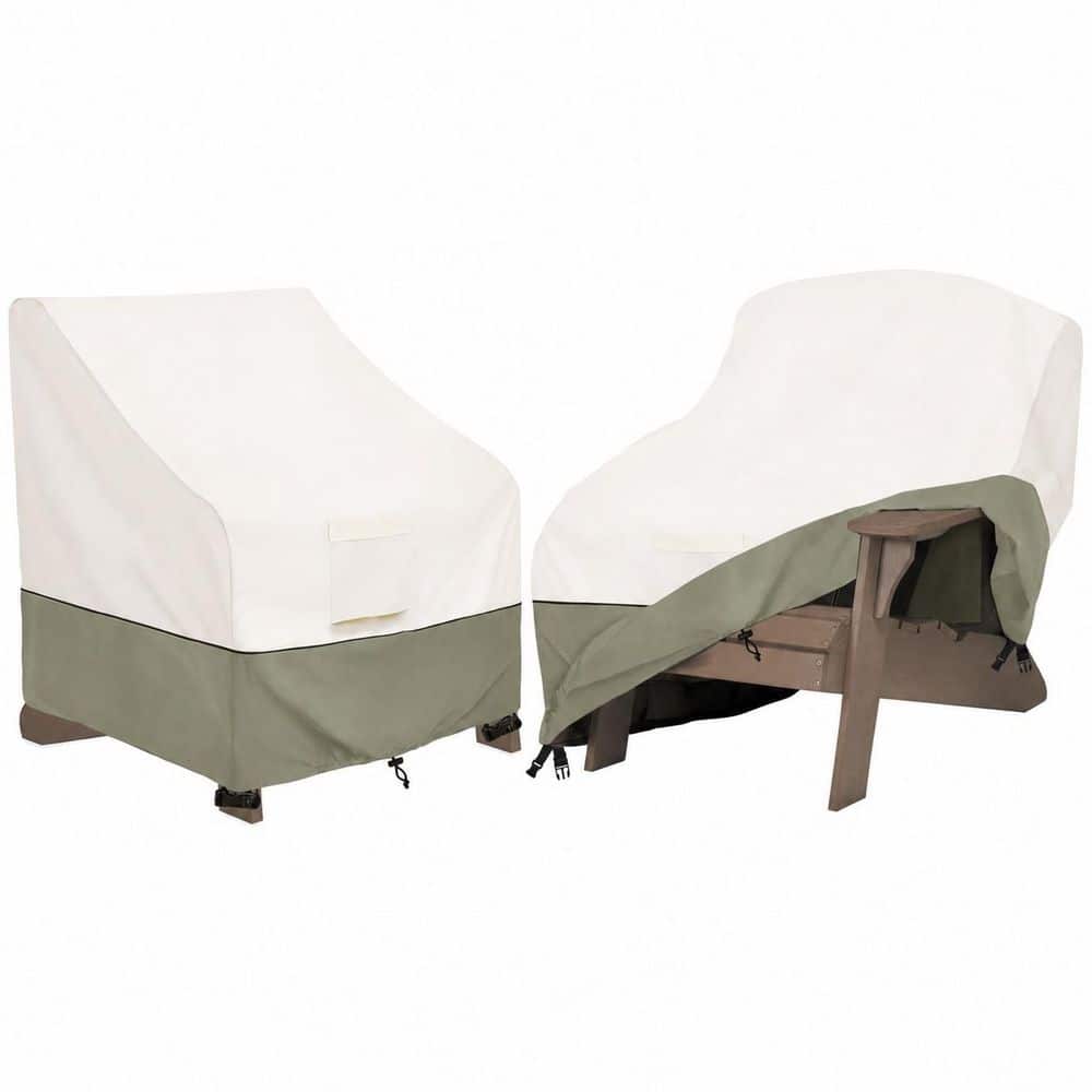2 Pack 32W x 35D x 36H inch Beige&Green Waterproof Patio Adirondack Chair Outdoor Lawn Furniture Cover Wind Resistant price history on PriceWatchPro