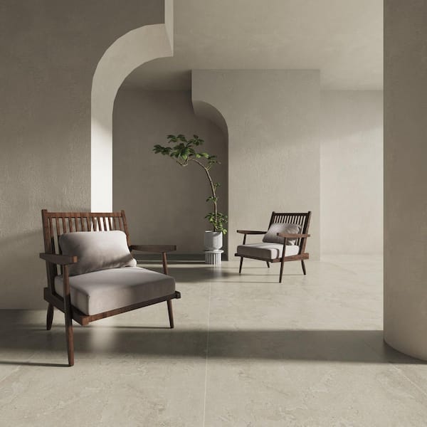 American EcoStone Cross-Cut Gray 24 in. x 48 in. Matte Travertine Look Porcelain Floor and Wall Tile (16 sq. ft./Case)
