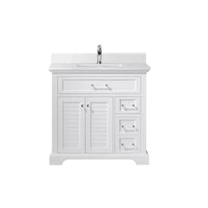 Lorna 36 in. Bath Vanity in White with Composite Vanity Top in White with White Basin