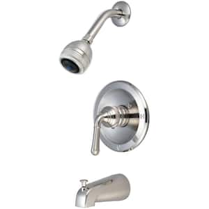 Accent 1-Handle Wall Mount Tub and Shower Faucet Trim Kit Brushed Nickel with 3 Function Showerhead (Valve not Included)
