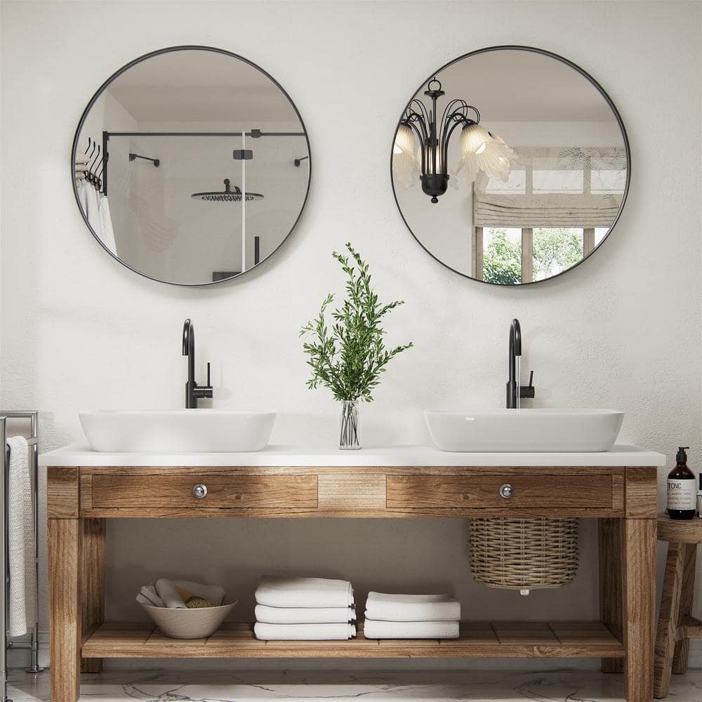 Oval Silver and Gold Metal Framed Bathroom Mirror