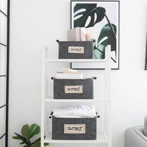 Home Gray Nesting Storage Felt Baskets with Handles