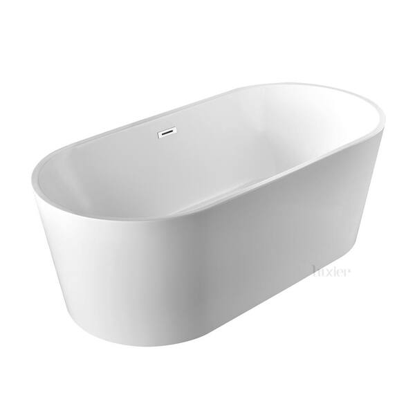 LUXIER 67 in. Acrylic Flatbottom Luxury Contemporary Flatbottom Soaking Bathtub Spa in White