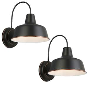 Mason 1-Light Oil Rubbed Bronze Hardwired Indoor/Outdoor Wall Lantern Sconce (2-Pack)