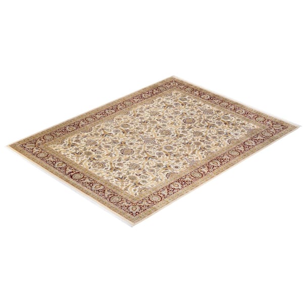 Mogul One-of-a-Kind Traditional Ivory 9 ft. 3 in. x 12 ft. 1 in. Oriental Area Rug