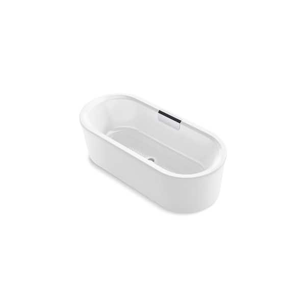 KOHLER Volute 63 in. x 28.375 in. Soaking Freestanding Bathtub with Shroud in White