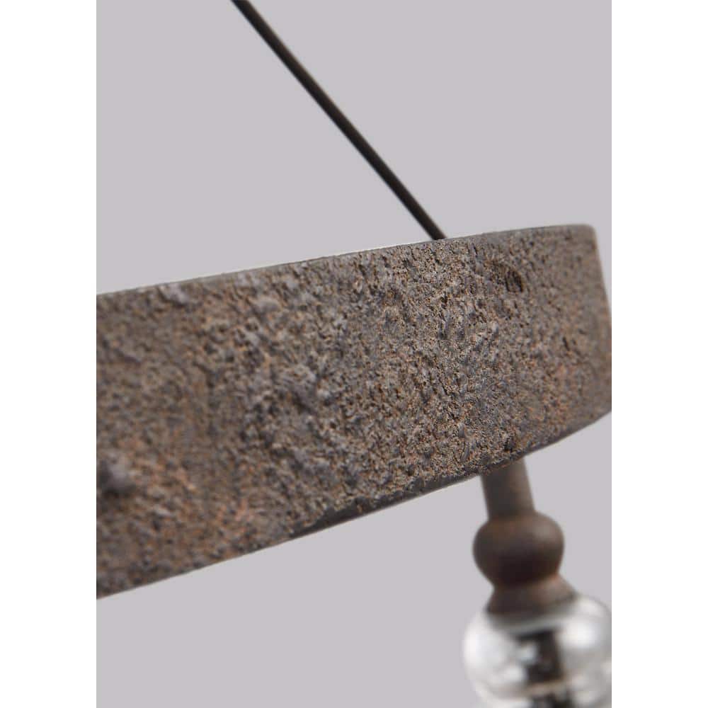 Transitional 5-Light Dark Weathered Iron Chandelier with Clear Seeded Glass