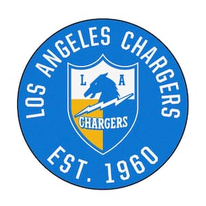Light Blue 2 ft. 3 in. Round Los Angeles Chargers Vintage Area Rug