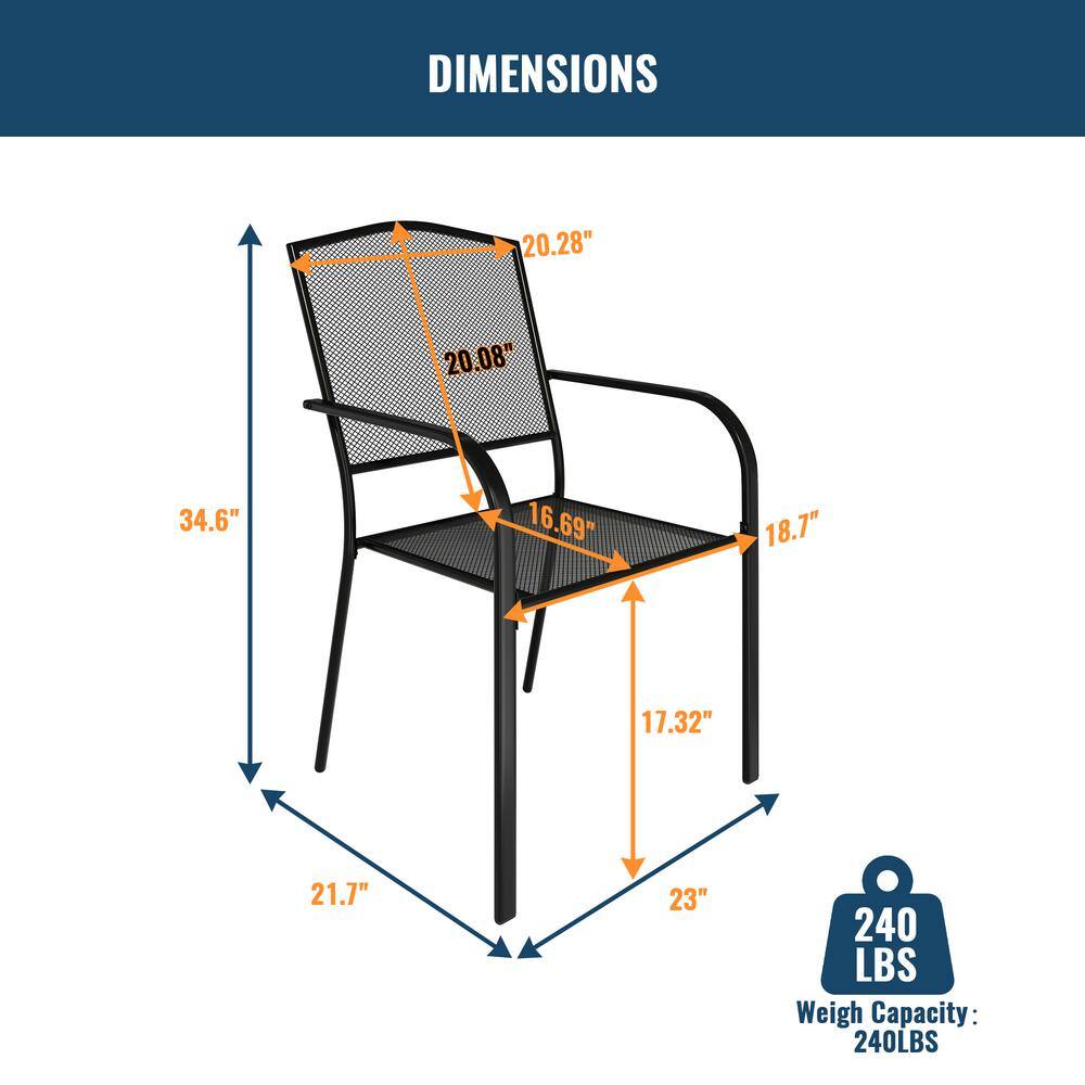 Dimensions and weight capacity of a single dining chair.