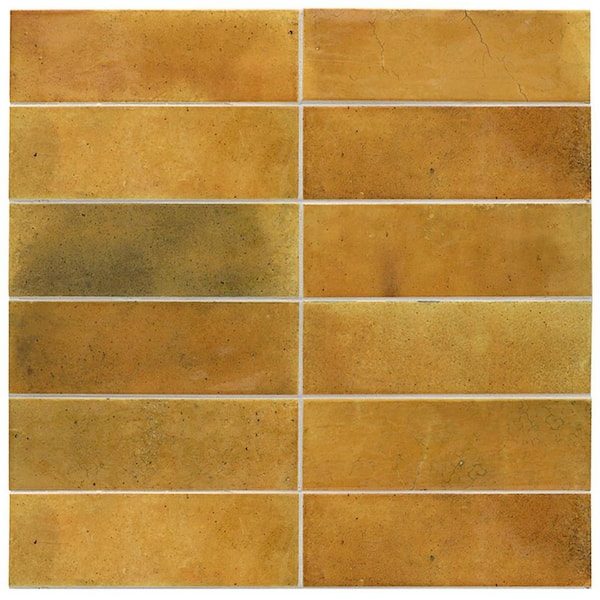 Apollo Tile Antiek Orange 2.58 in. x 7.9 in. Glossy Ceramic Subway 