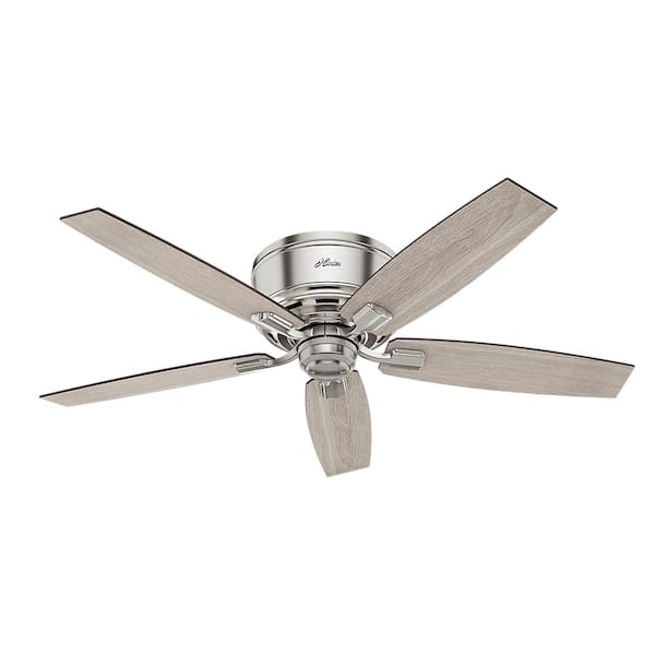 Hunter Bennett 52 In Led Low Profile Brushed Nickel Indoor Ceiling Fan With Light And Remote 53394 The