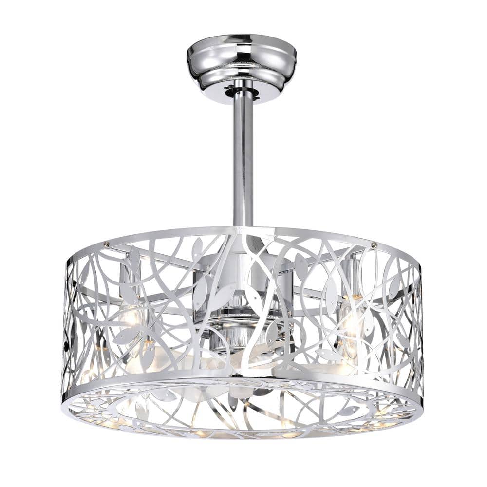 18.03 in. Vintage Chrome Indoor Fandelier Ceiling Fan Lighting with Cage Lampshade and Angled Ceiling price history on PriceWatchPro