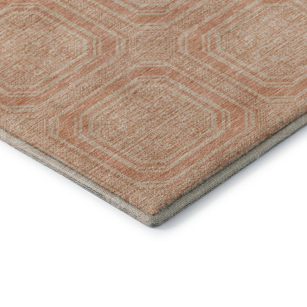 Mayfield Premium Machine Washable Abstract AMF1451 Peach 8 ft. x 10 ft. Area Rug