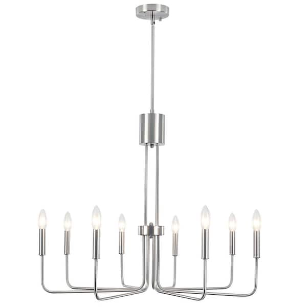 ADSENSTY 8-Light Nickel Rustic Industrial Candle Chandelier Ceiling Hanging Lighting