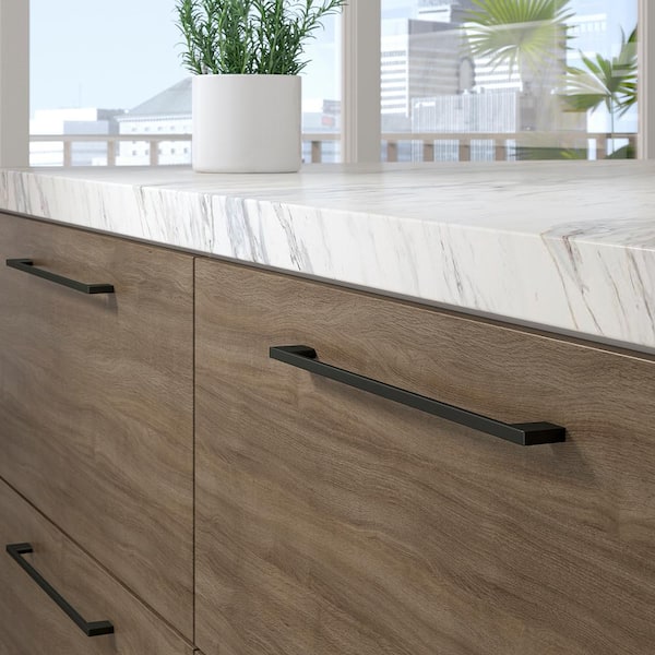 Armadale Collection 12-5/8 in. (320 mm) Modern Matte Black Rectangular Cabinet Bar Pull