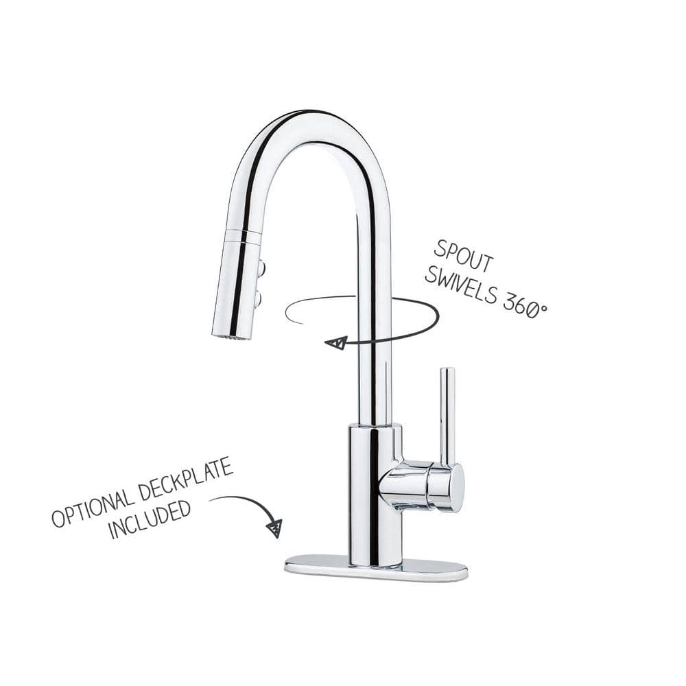 Stellen 15.47'' High Arc Pull-Down Polished Chrome Bar Faucet