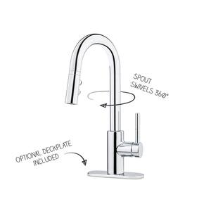 Stellen Single-Handle Bar Faucet with Pull-Down Sprayer in Polished Chrome