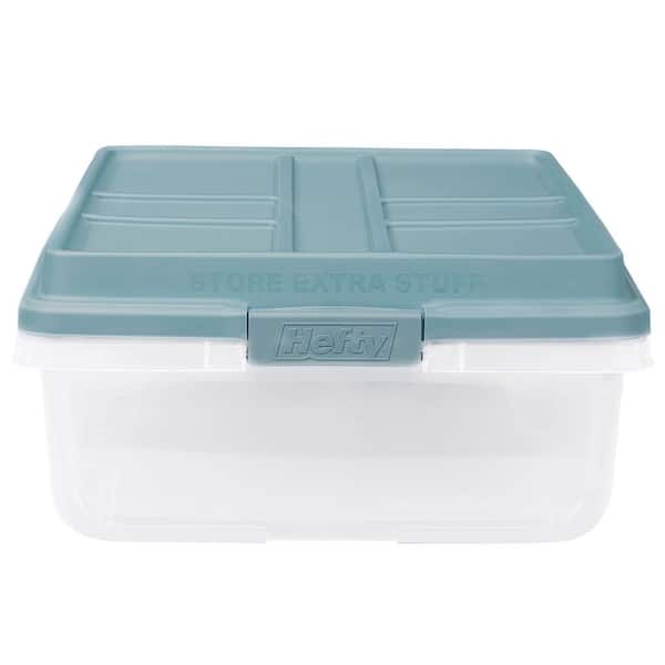 Hefty 40 qt. Stackable Plastic Storage Bin with Lid 6-Pack HFT