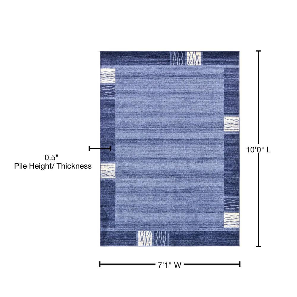 Light Blue Tufted Rectangular Synthetic Area Rug 7' x 10'