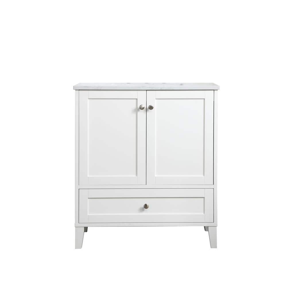 Simply Living 30 in. Single Bathroom Vanity in White with Engineered Marble