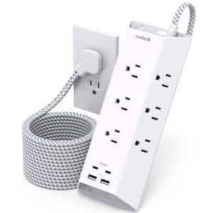 9-Outlet Power Strip Surge Protector with 4 USB Charging Ports and 15 ft. Long Extension Cord in White