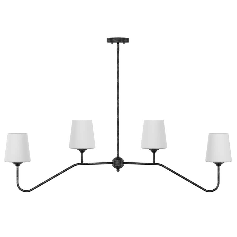 48 in. 4-Light Kitchen Island Linear Chandelier Classic Matte Black Pendant