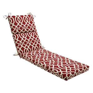 21 x 28.5 Outdoor Chaise Lounge Cushion in Red/Ivory New Geo