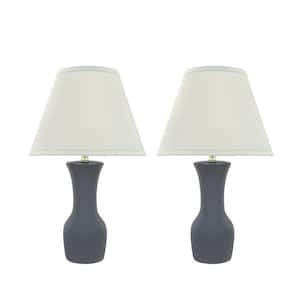 21 in. H Ceramic Light Gray Glaze Table Lamp (2-Pack)