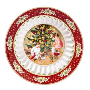 Toy's Fantasy Small 5.5 fl. oz. red and white Porcelain Bowl with Children and Christmas Tree
