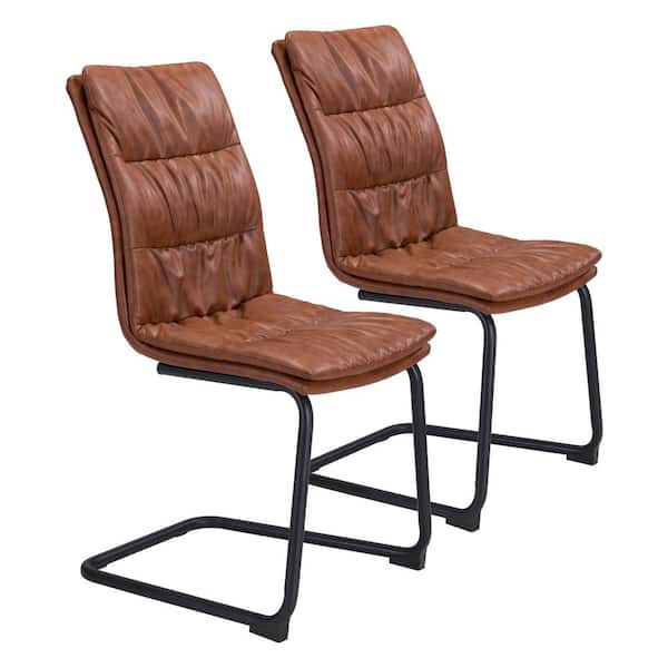 ZUO Sharon Vintage Brown, Black Polyurethane Dining Side Chair Set of 2
