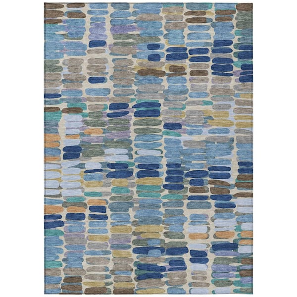 Chantille Machine Washable Indoor/Outdoor Abstract ACN2349 Denim 3 ft. x 5 ft. Area Rug