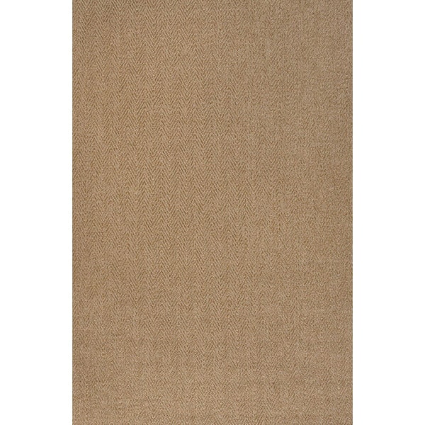 Rowena Easy Jute Scandinavian Boho Herringbone Weave Beige 8 ft. x 10 ft. Indoor/Outdoor Area Rug