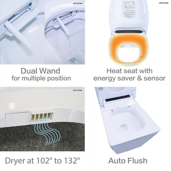 Dyconn Aqua Smart 1 Piece 1 8 Gpf Single Flush Elongated Toilet With Bidet Seat In White 818za The Home Depot