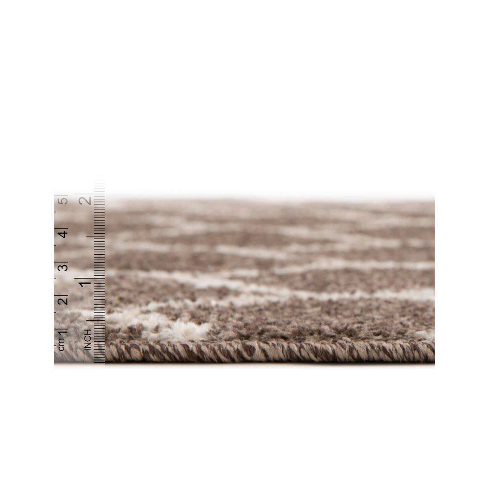 Brown and Beige Synthetic Trellis Runner Rug
