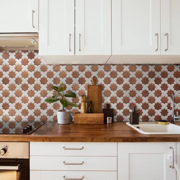 Sentier des Cotto 2 in. Star with White Cross 12 in. x 12 in. Porcelain Floor and Wall Mosaic Tile (10.0 sq. ft./Case)