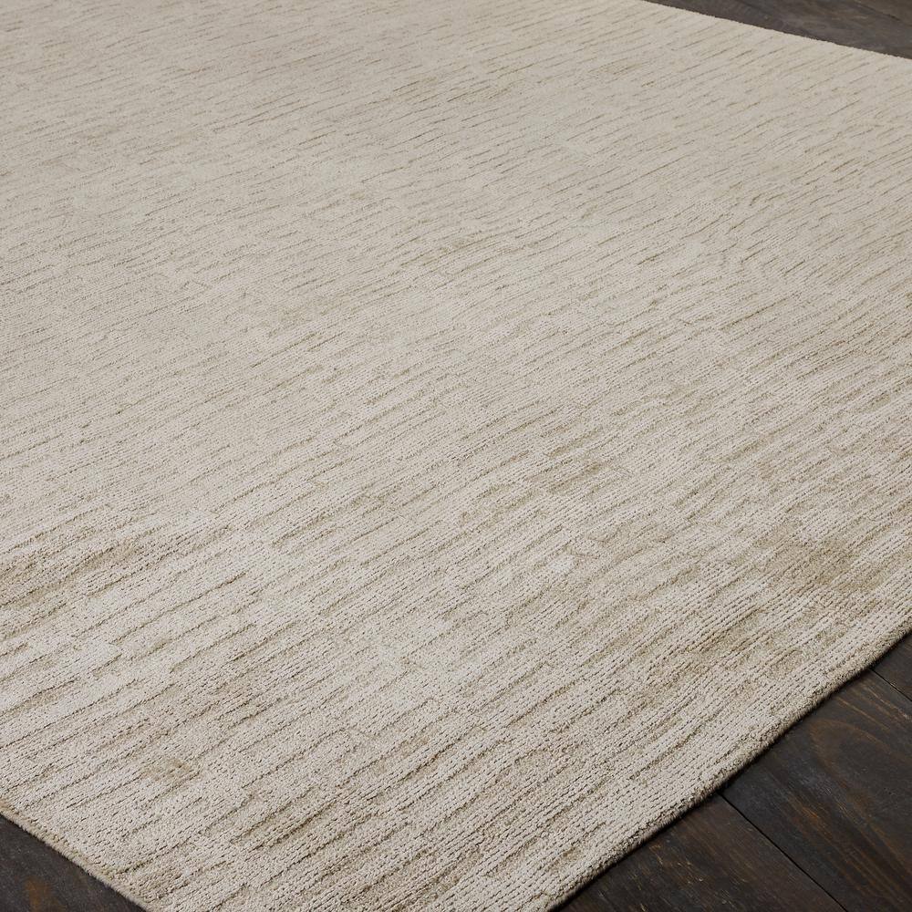 Handmade Beige Linen and Wool Geometric Area Rug 8' x 10'