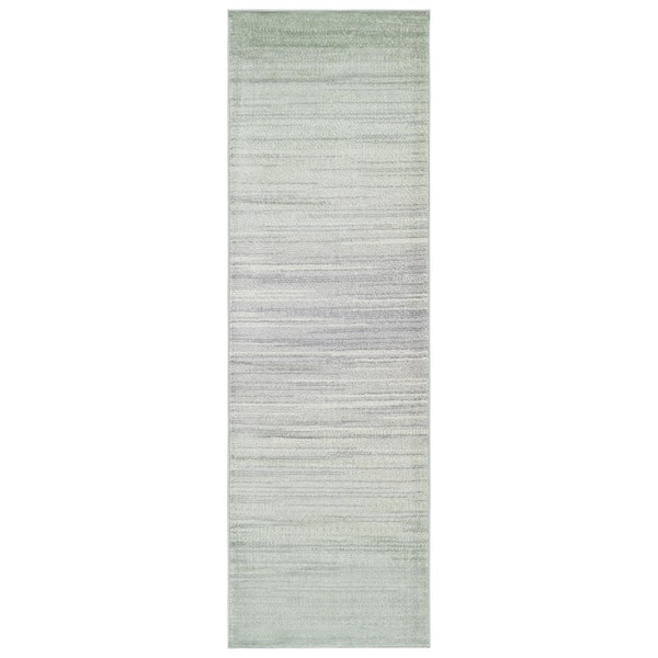 Adirondack 3 ft. x 8 ft. Sage/Gray Gradient Transitional Runner Rug