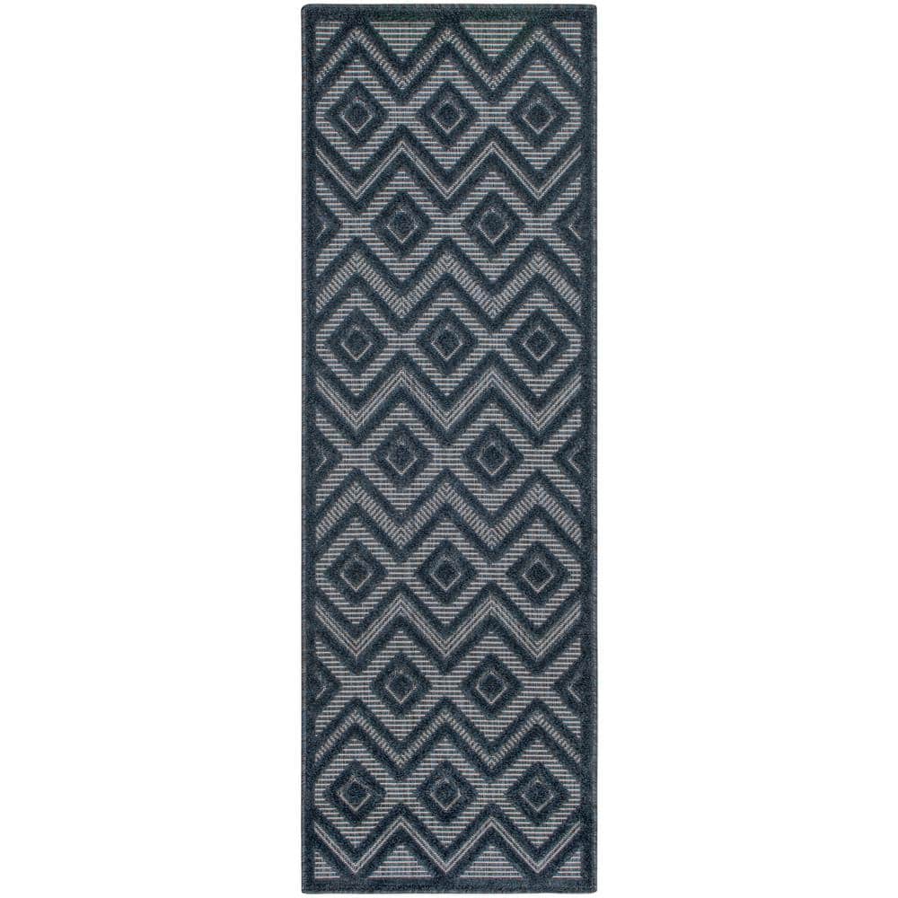 Versatile Navy Blue 2 ft. x 6 ft. Diamond Contemporary Runner Indoor Area Rug price history on PriceWatchPro
