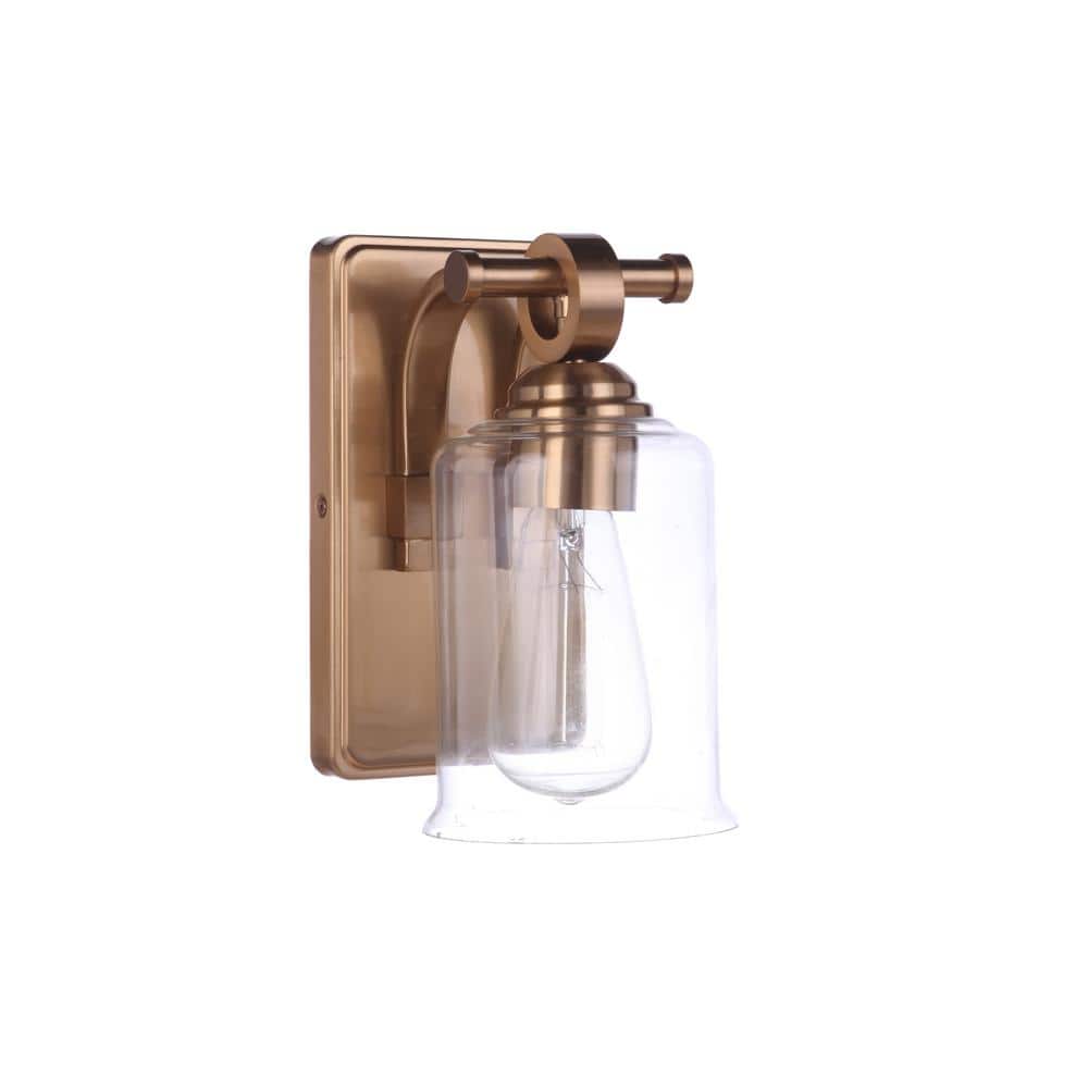 Elegant Romero Satin Brass Wall Sconce with Clear Glass Globe