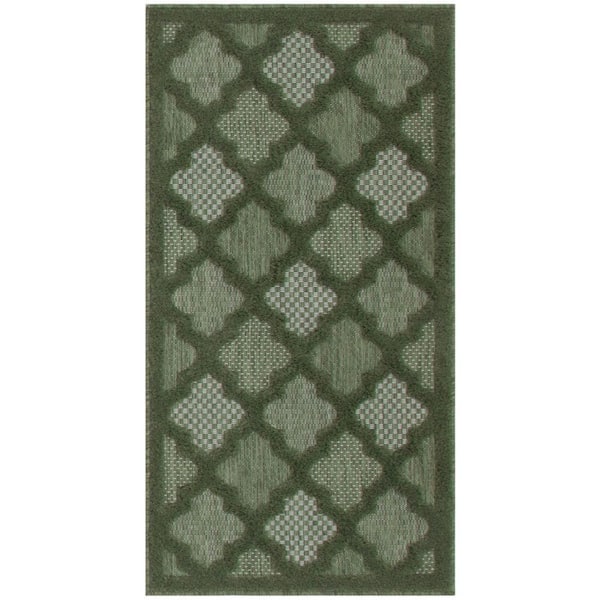 Nourison Easy Care Green doormat 2 ft. x 4 ft. Trellis Contemporary Area Rug
