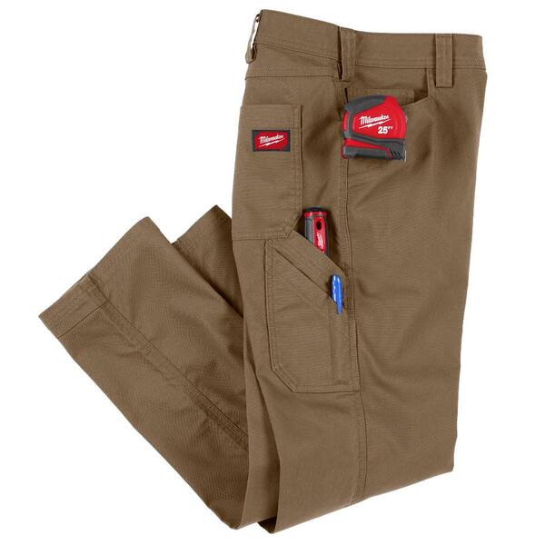 Milwaukee Men's 40 in. x 32 in. Khaki Cotton/Polyester Work Pants